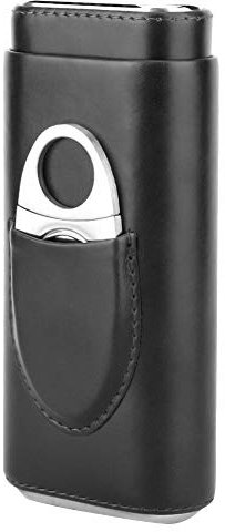 Caja de Puros Portátil, Humidor de Caja de Puros de Cuero, para 3 Puros para Viajar Caja de Regalo de Promoción Al Aire Libre (Negro)