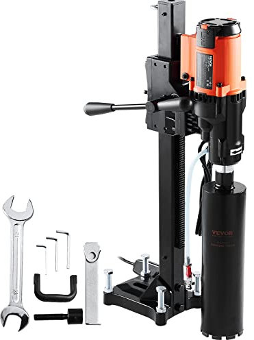VEVOR Trapano a Colonna Elettrico Perforazione del Calcestruzzo Potenza Nominale 3200W Diametro Max. 20cm, Macchina Carotatrice Elettrica 750 giri/min Umido & Secco, Trapano per Carotaggio Diamantato