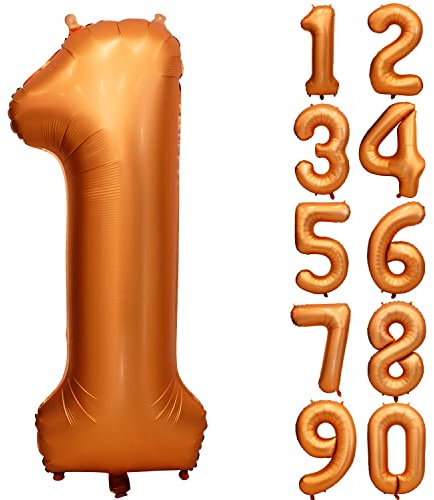 Orange Geburtstag Ballon Zahl 1 Große Orange Folienballon Zahlen luftballon 1 Helium luftballon für Hochzeit Babyparty Jubiläum Geburtstagsdeko Mädchen Jungen Happy Birthday Party Deko