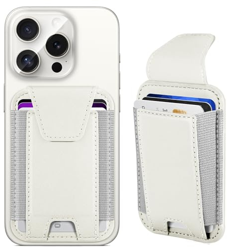 Miroddi for MagSafe Wallet with Privacy Flap, Strongest Magnetic Card Holder for iPhone 17, iPhone 16/15/14/13/12 Series, Leather Magnetic Phone Wallet, RFID Blocking, Fit 7 Cards, Creamy white