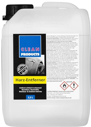 CLEANPRODUCTS Baumharz Entferner Lack & Folie | 2,3 Liter Kanister | Zum Entfernen von Harz und Baumharz von Fahrzeugen Aller Art