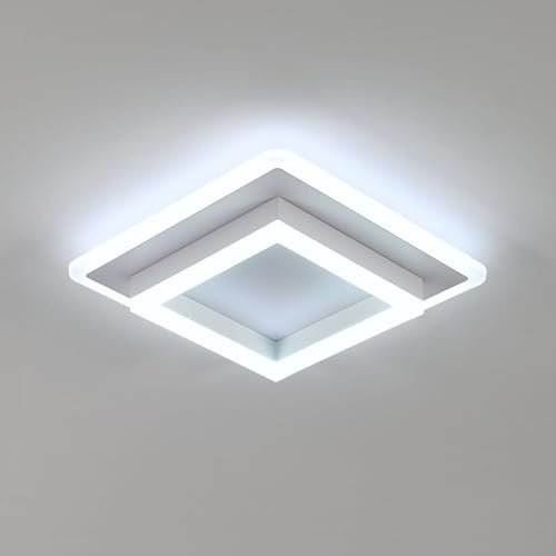 SENQIU Plafón LED Techo, Lampara de Techo Cuadrada Moderno 30W 3375LM, Blanco Frío 6500K, Luz de Techo Blanca de Acrílico para Dormitorio Cocina Sala de Estar Pasillo, 30CM
