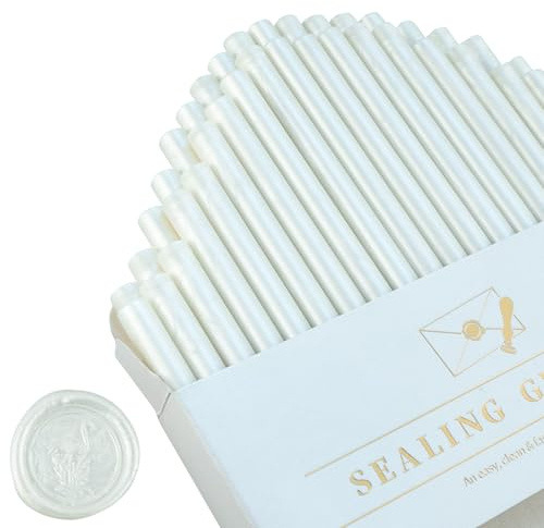 Tomgenrine Mini vaxförseglingspinnar – 36 stycken snabbsmältande vax för limpistol, perfekt för bröllopsinbjudningar, brev, kuvert, kort och pysselprojekt (pärlvit)