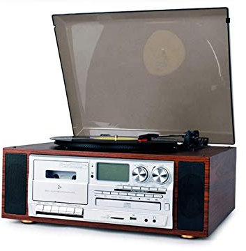 UQACHG Reproductor de Vinilo Vintage, Tocadiscos, Maleta Giradiscos Bluetooth para Discos de Vinilo, Tocadiscos de 3 velocidades y Radio CD Cinta Radio Audio Gramófono