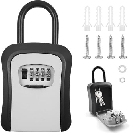 JRJRN 10x4x12CM Caja de Seguridad para Llaves, Armario para Llaves de Exterior Impermeable, Caja Fuerte de Llaves Exterior para Casa Escuela Oficina Garaje