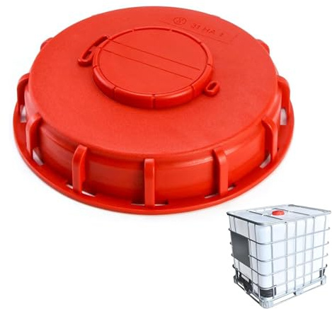 GEDEGOOK Tapones de Depósito IBC con Agujero de Ventilación, Tapa de Plástico para Depósito de Agua, Tapa para Superior de Tanque IBC para Deposito Agua 1000 litros, Barriles de Lluvia, Rojo 163 mm