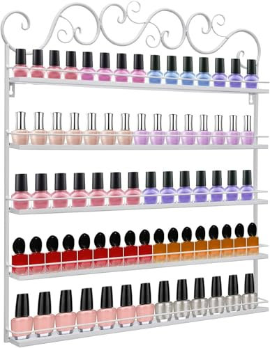 Lagerregal, Nagellackregal für die Wand, 26 * 27,5 Zoll Nagellack, Nagellackregal 5-stufiges rechteckiges Wandregal aus Metall zur Aufbewahrung von Nagellack für Nagelstudios