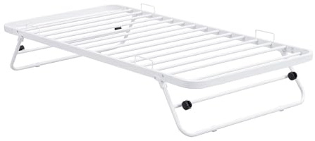 Vente-unique - Lit sommier d'appoint Pliant 90 x 190 cm - Métal - Blanc - Adonis II - pour Enfant