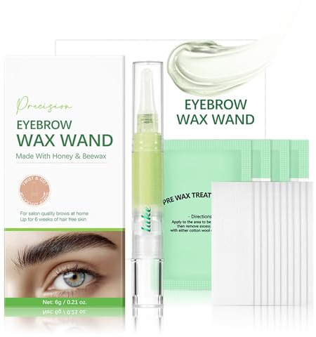 Eyebrow Wax Kit, Facial Wax Wand Eyebrow Shaper, Quick Hair Removal Facial with 6g Eyebrow Wax Pen, 10 Reusable Cotton Strips, 10 Pre-wax Wipes