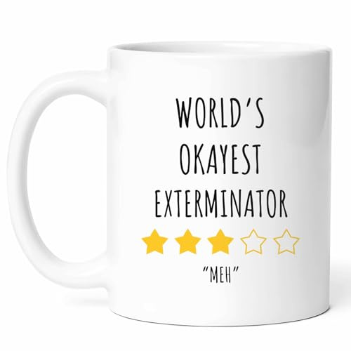 Okayest Exterminator Mug - Average Coffee Cup - Funny Gift From - Management Lover Tea Mugs - Insect Cups - 11 Oz Ceramic Gifts For Exterminators, Birthday, Him, Her, Christmas, Appreciation Day