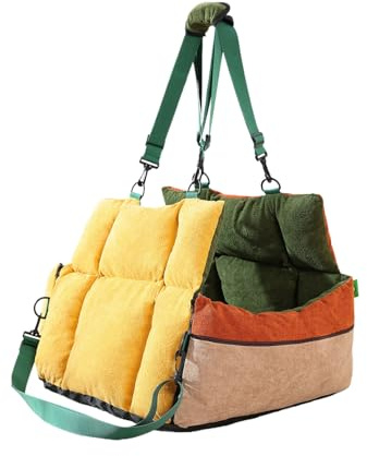Asiento de Coche para Perros pequeños, transportador de Gatos Grande para camión, cojín Suave y portátil 2 en 1 para Mascotas con Bolsillos y cinturón de Seguridad, Accesorios para el hogar para SUV,