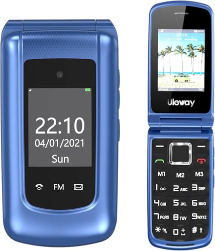 Tosaju 2G - Teléfono móvil para personas mayores, sin contrato, teclas grandes, con estación de carga, botón de emergencia SOS, batería de 1000 mAh, tiempo de espera largo de 2,4 y 1,8 pulgadas, doble