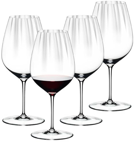 RIEDEL Performance Cabernet/Merlot Gläser 4er Set, 834 ml, Rotweingläser mit optischem Effekt, Kristallglas