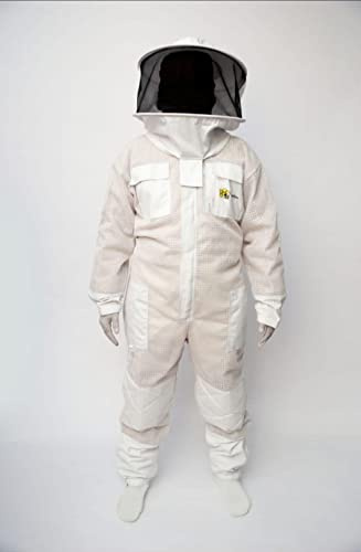 pro gear SRVWG - Combinaison d'apiculture unisexe ultra ventilée - Protection des abeilles - 3 couches - Voile rond en maille - Avec gants gratuits - Taille S