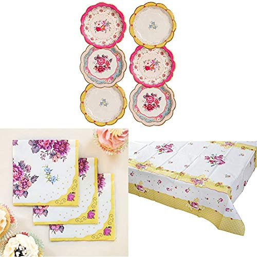 Talking Tables Truly Scrumptious Afternoon Tea Party Pretty Paper Plates, Floral Napkins, Floral Paper Tablecover