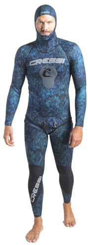 Cressi Tokugawa 2-pcs Nylon w/Hood 2 mm, Camo Blue, 2 mm, 2XL