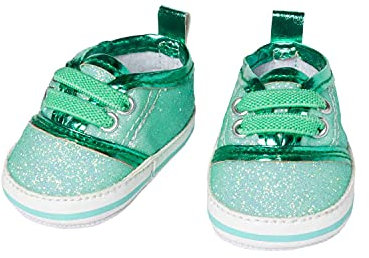 Heless 149 - Glitzer-Sneaker für Puppen, mintfarben, Größe 38 - 45 cm, schickes Schuhwerk mit Wow-Effekt für besondere Anlässe