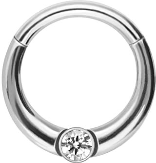 PIERCINGLINE Chirurgenstahl Segmentringclicker KRISTALL Piercing Ring Ohrpiercing Tragus Helix Septum Silberfarben
