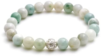 BERGERLIN Jade Armband - Perlenarmband aus echtem Naturstein mit 925 Sterling Silberperle