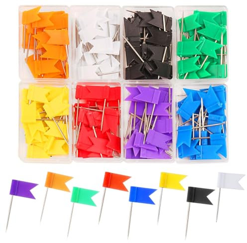 BLMHTWO 160 Stück Pinnadeln Flaggen, Bunt Flagge Markierfähnchen Pinnadeln Pinnwandnadeln Weltkarte Pinnwandnadeln Bunte Reißnägel für Fotos Kalender Notizblöcke Poster Karten