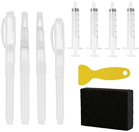 10Pcs Spackle Wall Repair Kit Touch Up Paint Pen for Walls Refillable Paint Brush Pens with Touch Up Paint Syringe Scraper And Sponge for Furniture Cabinets Drywall