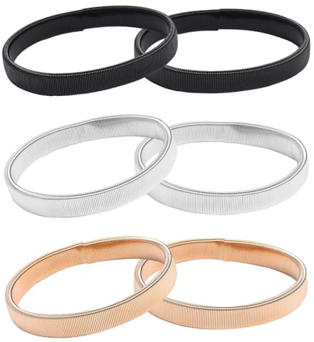 QHFlashbuy 3 Paia Supporti per Maniche Della Camicia,Reggimaniche Camicia,Bracciali in Metallo Bracciali Elastici in Metallo,Camicia Antiscivolo Bracciali per Uomo Donna