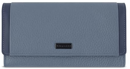 bugatti Sina Lange Damenbörse aus echtem Leder, Geldbörse mit Überschlag Frauen, blau