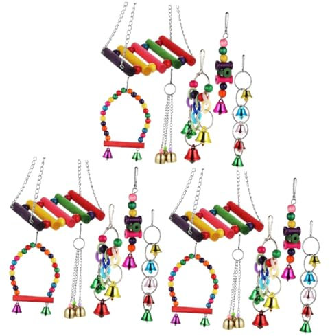 Happyyami 3 Sets Vogelkäfig Schaukel Windspiele Vogelkäfig Vogelkäfige Vogelschaukel Für Käfig Vogelspielzeug Vogelständer Sittichkäfig Zubehör Papageienständer Schaukel