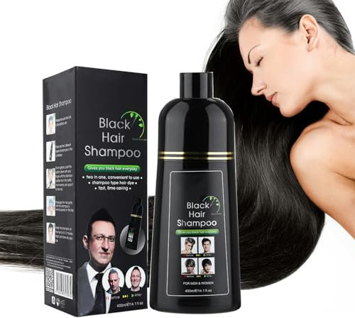Mrinb Shampoing Colorant Noir, Shampooing Teinture Instantanée pour Cheveux, Coloration des Cheveux en Quelques Minutes Teinture Naturelle et Durable, Shampooing Colorant pour Hommes Femmes