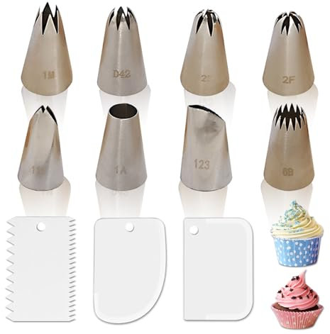APPCXOKL Confezione da 8 Beccucci sac a Poche Con Raschietto- Bocchette sac a Poche Professionali Kit di Qualità per la Decorazione di Dolci per Colpa di un Cupcake