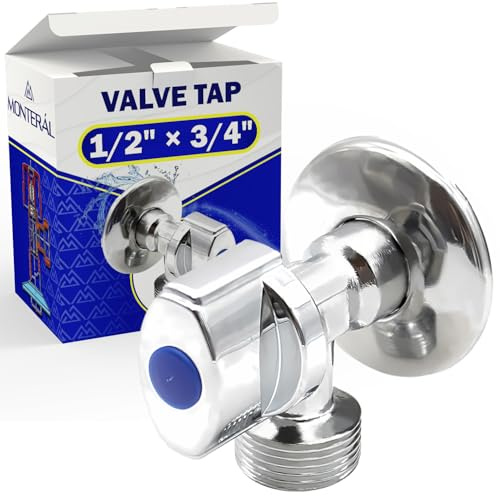 Robinet D'arrêt 1/2 x 3/4 en Laiton Chromé pour Alimentation en Eau de la Machine a Laver Lave Vaisselle Lavabo Toilettes - Garantie de 10 Ans - MONTERAL