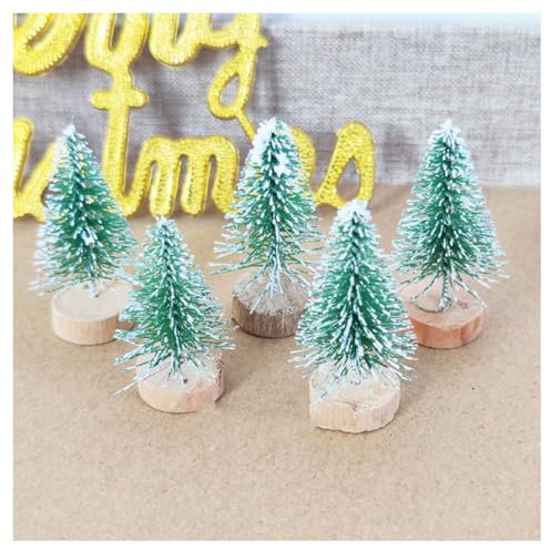 24 mini albero di Natale da 3,5 cm, verde, albero di Natale artificiale, piccolo modello di neve, gelo, alberi in miniatura, abete, decorazione natalizia, per vetrine fai da te