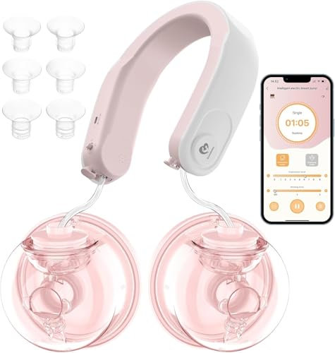 Bellababy Milchpumpe Elektrisch Tragbar, Milchpump Tragbare Einfaches Stillen, Intelligente App Freisprecher mit 2 Modi & 9 Levels 24 mm (3 Einsätze: 17 mm/19mm/21mm)