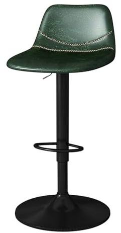 FXLUHAY Silla de Bar giratoria Alta, Taburete de Bar for Isla de Cocina con Asiento de Cuero Tipo Silla de Montar, Respaldo de Acero al Carbono y reposapiés, Ajustable de 57 a 78 cm