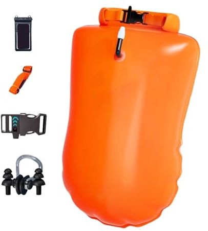 Celuicion Bouée de natation en eau libre - Bouée de sécurité étanche haute visibilité pour l'entraînement de natation, équipement de sécurité pour piscine, sport, snorkeling, kayak et sports nautiques