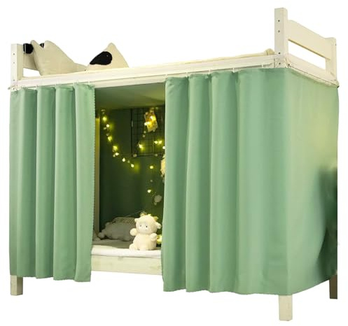 Lawnrden 2 Panel Bunk Bed Curtains Blackout Bunk Bed Privacy Curtain with Rope and Hooks for Home Dorm College Students 47x79 inch Green| Bottom Curtain