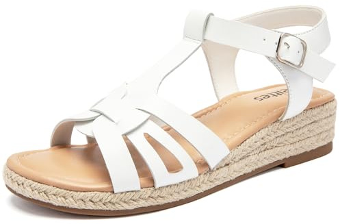 Veittes Women's Platform Wedge Heel Sandals - Open-Toe Ankle Strap with Adjustable Buckle Closure, Comfortable Insole, lightweight Rubber Sole, Casual Summer Strappy Sandals.