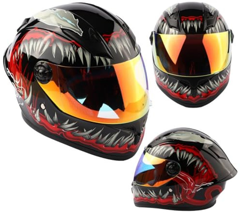 Casco Integral Infantil para Motocicleta Homologado ECE 22.06, Casco Integral con Visera Solar para Niños Y Niñas De 3 A 10 Años, Casco para Patinete Infantil D,S/(47~48cm)
