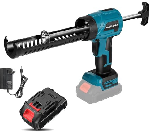 21 V pistola in silicone elettrica, pistola a cartuccia senza fili con batteria 1500 mAh, 4 velocità regolabili, fino a 3000 N,anti-goccia,pompa in silicone 300 ml sigillante,per sigillatura (1