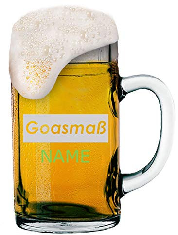 Goaßmetro - Boccale da birra da 1 litro con incisione del logo + nome a scelta | Boccale personalizzato – bicchiere (motivo 04)