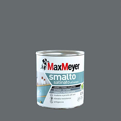 Maxmeyer Smalto All'Acqua Poliuretanico Satinato Grigio Fumo 0,75 L
