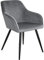 tectake® moderner Esszimmer Stuhl mit Armlehnen, Sitzfläche aus Samt, Armlehnstuhl, Sessel Wohnzimmer, gepolsterter Office Chair mit schwarzen Metallbeinen, Schminktisch Stuhl - grau/schwarz