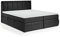 FEDVE Boxspringbett 180x200 Schwarz Öko-Leder – Leo – Dauerhaft Bett mit Bettkasten – Praktisches Doppelbett mit Stauraum für Viele Jahr - Kopfteil Bett mit Matratze zum Schlafzimmer