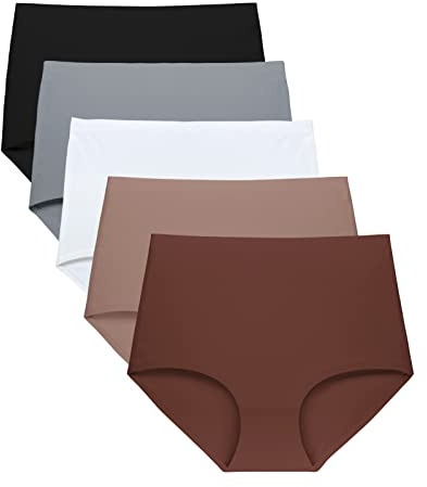 FallSweet No Show High Waist Briefs Underwear for Women Seamless Panties Multi Pack (Multi6 (5-Pack), Large)