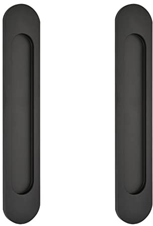MOROBOR 220 mm selbstklebende ovale Schiebetürgriffe, 2 Stück, schwarze Aluminiumlegierung, bündig, stanzfreier Griff für Schiebetüren, Fenster, Schränke