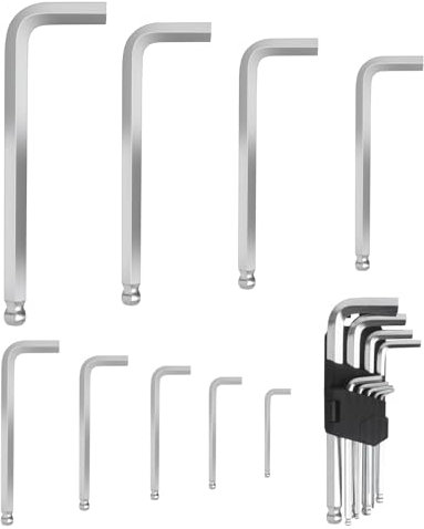 Zxglxinyao 9 Stück Innensechskantschlüssel Set, Metrisch 1.5-10mm Innensechskant Satz, Cr-V-Stahl Sechskantschlüssel mit Kugelkopf für Autos, Möbel, Entfernen und Installieren