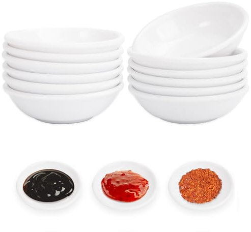 12 Stück Sojasauce Schälchen Weiß, Runde Dip Schälchen Set, Kleine Schälchen für Dips, Saucen, Sushi, Mini Dip Schalen für Saucen, Dips, Gewürze, Snacks, Nuss
