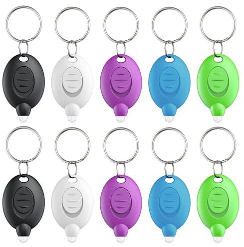 Uniclife 10 Pack LED Keychain Flashlight 5 Colors of Shells | Mini LED Keychain Light 12 Lumen Portable Ultra Bright Battery Powered Key Ring Torch for Outdoor Camping Hiking and Emergency Lighting