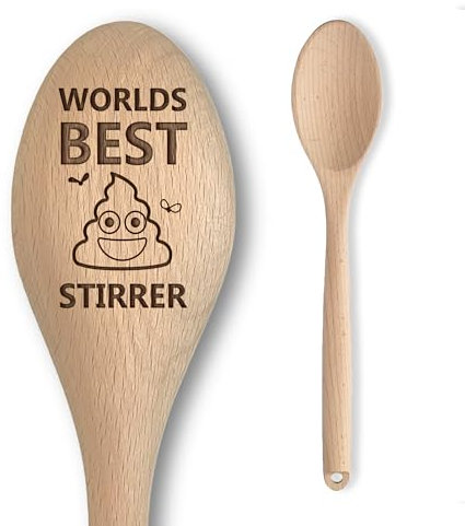 World’s Best S**t Stirrer | Novelty Engraved Wooden Spoon | Great Novelty Prank Gag Gift Perfect for Secret Santa for Him/Her | Secret Santa Gift Idea