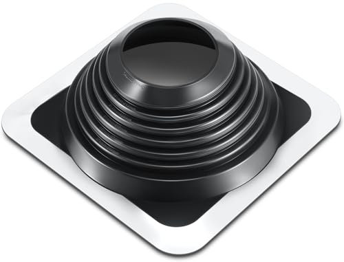 Yaocom #7 Metal Roof Vent Boot Chimney Flashing Roof Jack Pipe Vent for Pipe Od 6 to 11 Sleeve Square Base Epdm (14 Inch, Black)